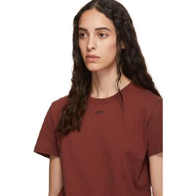 Shop Off-white Red Flowers T-shirt In Bordeaux/bl
