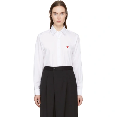 Shop Comme Des Garçons Play White Men's Fit Tiny Heart Patch Shirt