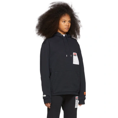 Shop Heron Preston Black Sticker Label Hoodie In Offblack