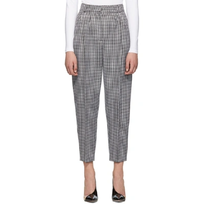Shop Alexander Mcqueen Black And White Dogtooth Peg Trousers In 1080 Blk/iv