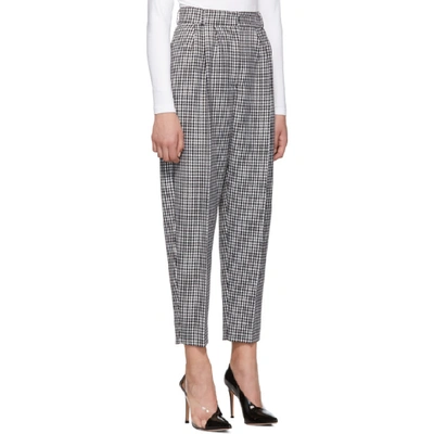 Shop Alexander Mcqueen Black And White Dogtooth Peg Trousers In 1080 Blk/iv
