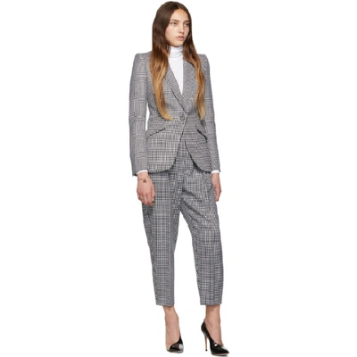 Shop Alexander Mcqueen Black And White Dogtooth Peg Trousers In 1080 Blk/iv