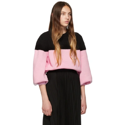 Shop Alexander Mcqueen Pink And Black Colorblocked Sweater