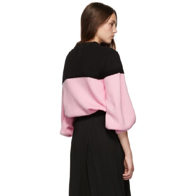 Shop Alexander Mcqueen Pink And Black Colorblocked Sweater