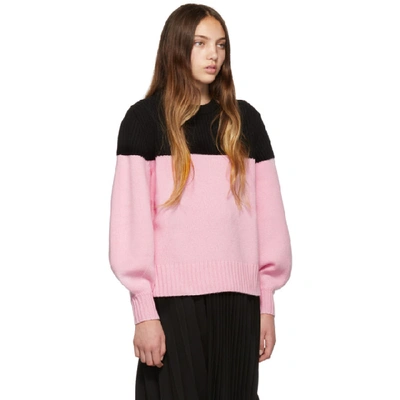 Shop Alexander Mcqueen Pink And Black Colorblocked Sweater
