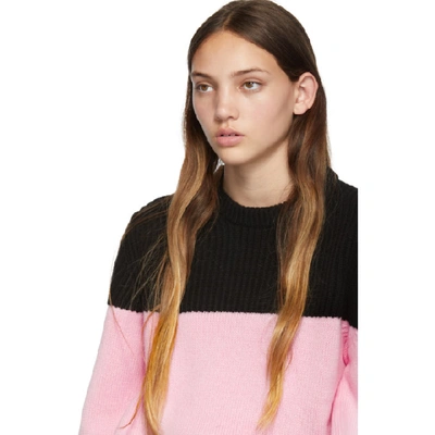 Shop Alexander Mcqueen Pink And Black Colorblocked Sweater
