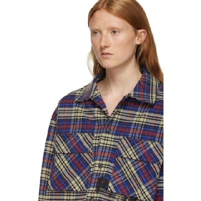 Shop Off-white Black And Blue Flannel Check Shirt In Blue/black