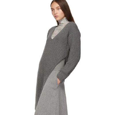 Shop Stella Mccartney Grey Slashed Sweater In 1262 Grey