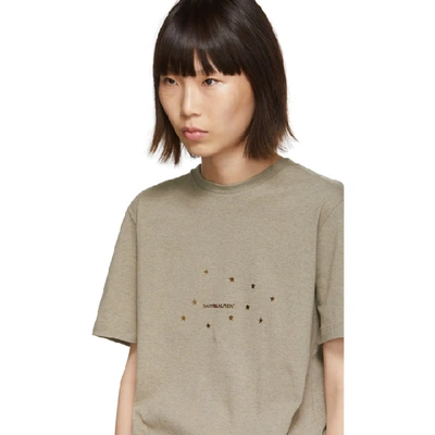 Shop Saint Laurent Taupe Stars T-shirt In 1466 Taupe