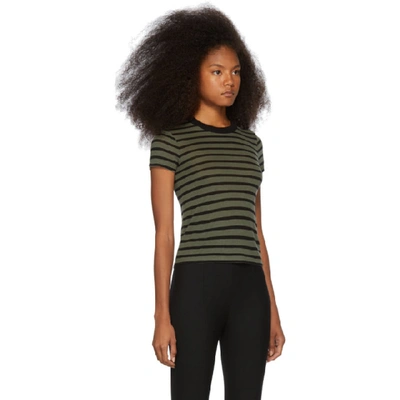 Shop Alexander Wang T Alexanderwang.t Khaki Stripe Slub Boy T-shirt In Cargo/black