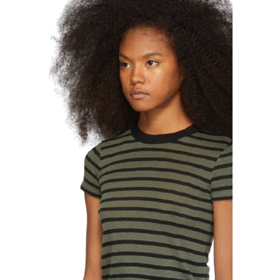 Shop Alexander Wang T Alexanderwang.t Khaki Stripe Slub Boy T-shirt In Cargo/black