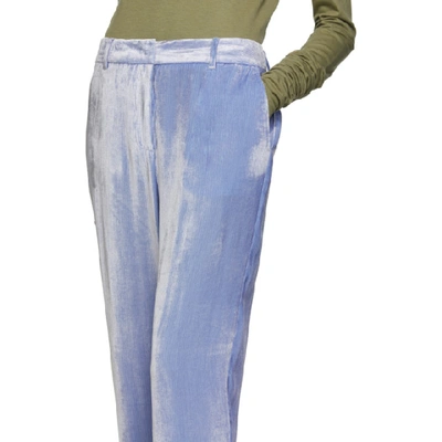 Shop Sies Marjan Blue Corduroy Willa Fluid Cropped Trousers In Light Blue