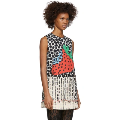 Shop Gucci Black And White Beaded Strawberry T-shirt In 9141 Ivory