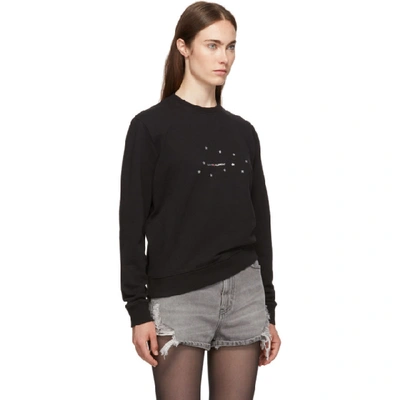 Shop Saint Laurent Black Star Logo Sweatshirt In 1081 Bk/sil