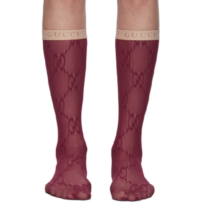 Shop Gucci Red Lace Gg Socks In 6218 Scarle