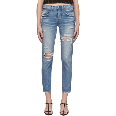 Shop Moussy Vintage Blue Bowie Tapered Jeans