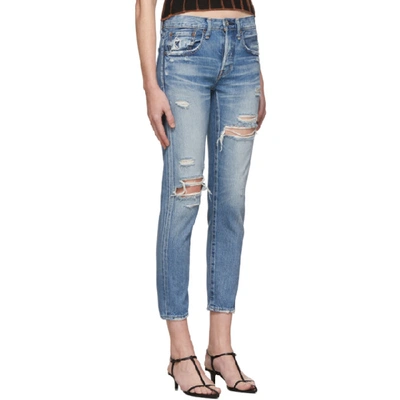 Shop Moussy Vintage Blue Bowie Tapered Jeans