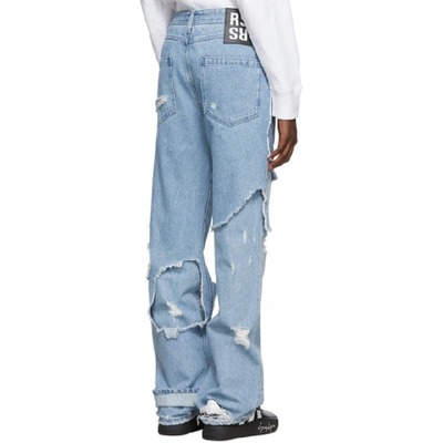 Shop Raf Simons Blue Destroyed Relaxed-fit Jeans In 00042 Lt Bl