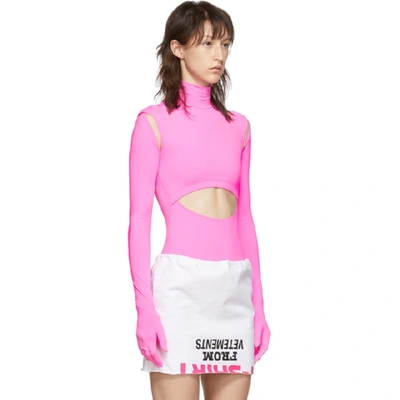 Shop Vetements Pink Cut-up Bodysuit In Fluo Pink