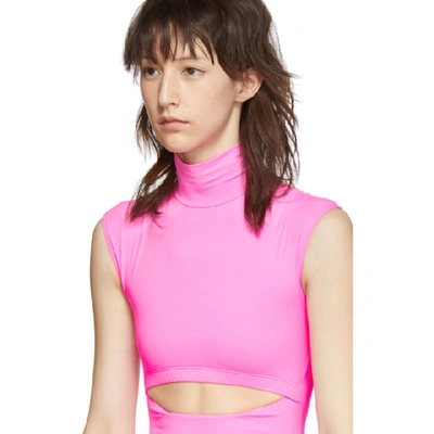 Shop Vetements Pink Cut-up Bodysuit In Fluo Pink