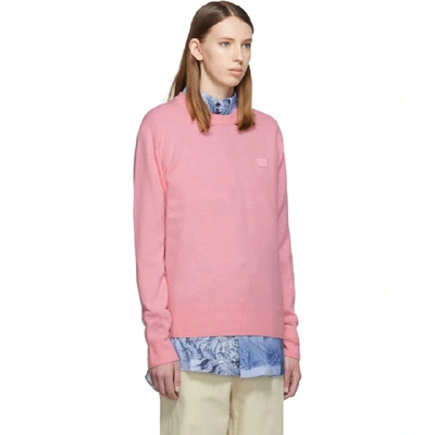 Shop Acne Studios Pink Patch Crewneck Sweater In Blush Pink