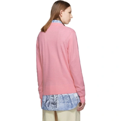 Shop Acne Studios Pink Patch Crewneck Sweater In Blush Pink