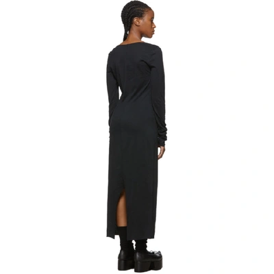 Shop Raquel Allegra Black Sueded Baby Jersey Dress In Solid Black