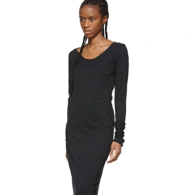 Shop Raquel Allegra Black Sueded Baby Jersey Dress In Solid Black