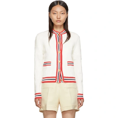 Shop Gucci White Gg Cardigan In 9376 Ivory