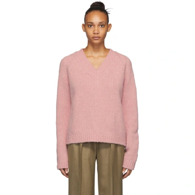 Shop Mansur Gavriel Pink Alpaca V-neck Sweater In Rosa