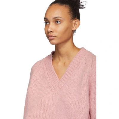 Shop Mansur Gavriel Pink Alpaca V-neck Sweater In Rosa