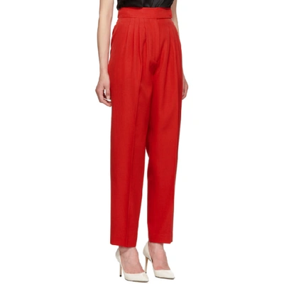 Shop Burberry Red Marleigh Wool Pleated Trousers In Bright Red