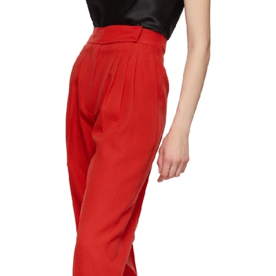 Shop Burberry Red Marleigh Wool Pleated Trousers In Bright Red