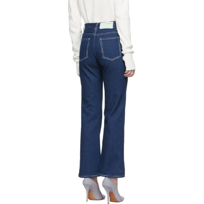 Shop Off-white Blue Cropped Leg Jeans In Dk Bluewash