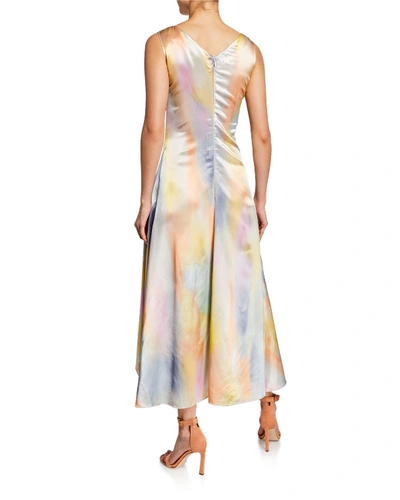 Shop Sies Marjan Tie-dye Satin Asymetric Midi Dress In Multi Pattern