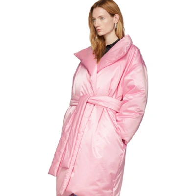 Shop Balenciaga Pink Padded Wrap Coat