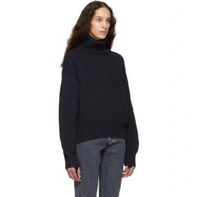 Shop Helmut Lang Navy Wool And Cotton Turtleneck In Ink