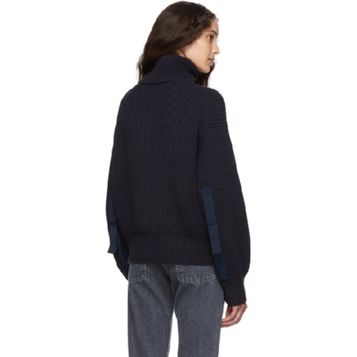 Shop Helmut Lang Navy Wool And Cotton Turtleneck In Ink