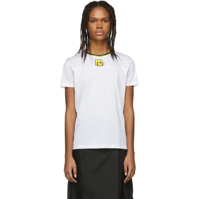 Shop Prada White & Yellow Logo T-shirt