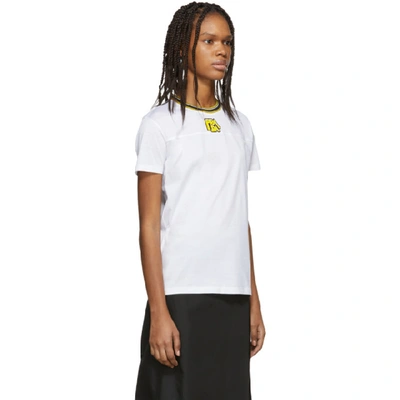 Shop Prada White & Yellow Logo T-shirt