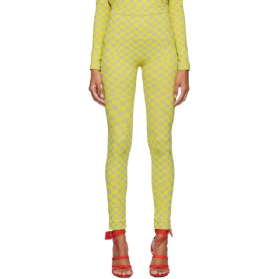 Shop Off-white Grey And Yellow Bubble Check Leggings