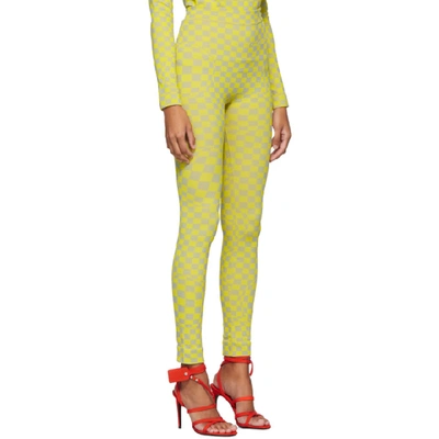 Shop Off-white Grey And Yellow Bubble Check Leggings