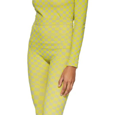 Shop Off-white Grey And Yellow Bubble Check Leggings