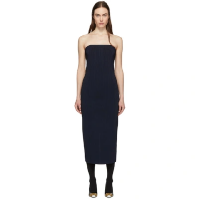 Shop Givenchy Navy Strapless Dress In 403 Midnigh