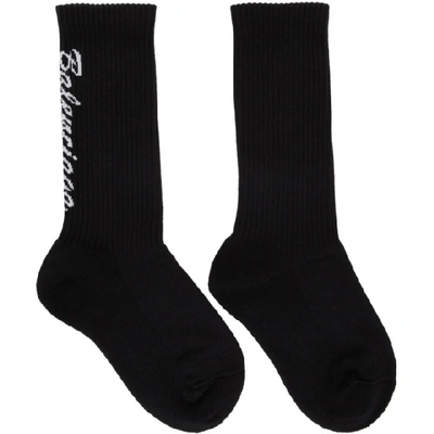 Shop Balenciaga Black Tennis Socks In 1077 Blk Wh