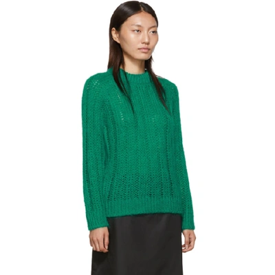 Shop Prada Green Mohair Oversized Crewneck Sweater In Emerald