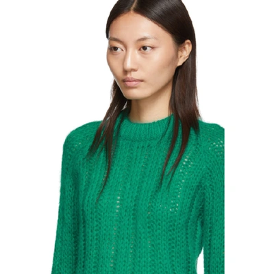 Shop Prada Green Mohair Oversized Crewneck Sweater In Emerald