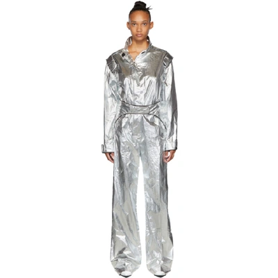 Shop Off-white Silver Racing Loose Jumpsuit