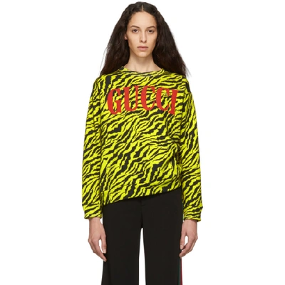 Shop Gucci Black And Yellow Oversize Zebra Sweatshirt In 7003 Yellow