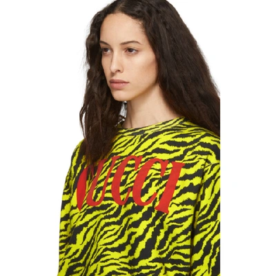 Shop Gucci Black And Yellow Oversize Zebra Sweatshirt In 7003 Yellow
